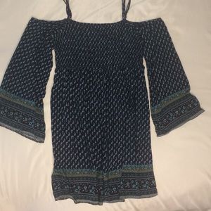 Navy Print Boho Dress